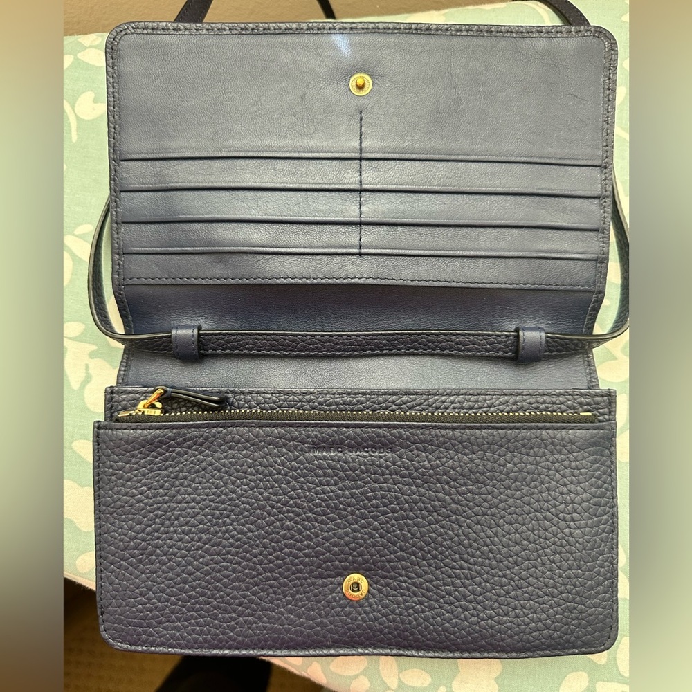 Marc Jacobs Blue Purple Leather Wallet Crossbody